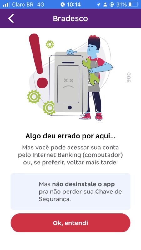 Aplicativo do Bradesco fica fora do ar após instabilidade nesta terça (30)